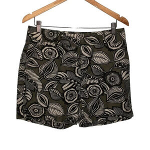 LOFT Ann Taylor Sz 4 Women's Black White Green Print Linen Cotton Blend Shorts